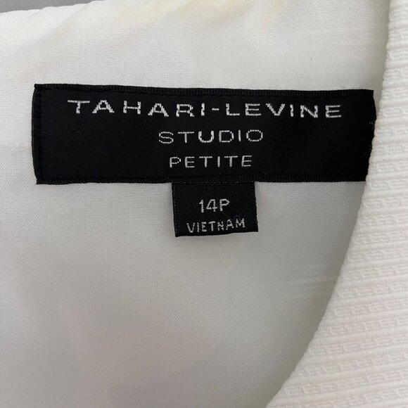 Tahari-Levine Studio Petite Black & White block Sleeveless Dress With Belt Waist - Picture 3 of 11